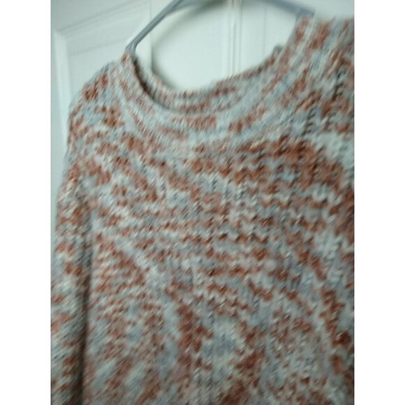 Rd style Women's Long Sleeve Orange White Grey Y2K Hi Lo Hem Sweater. Size L - Picture 6 of 13